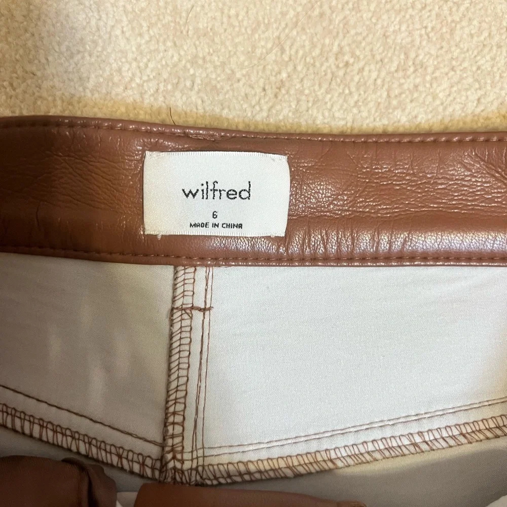Wilfred Melina Vegan Leather Pants Brown Size 6 Aritzia Small Flaws - Picture 6 of 7